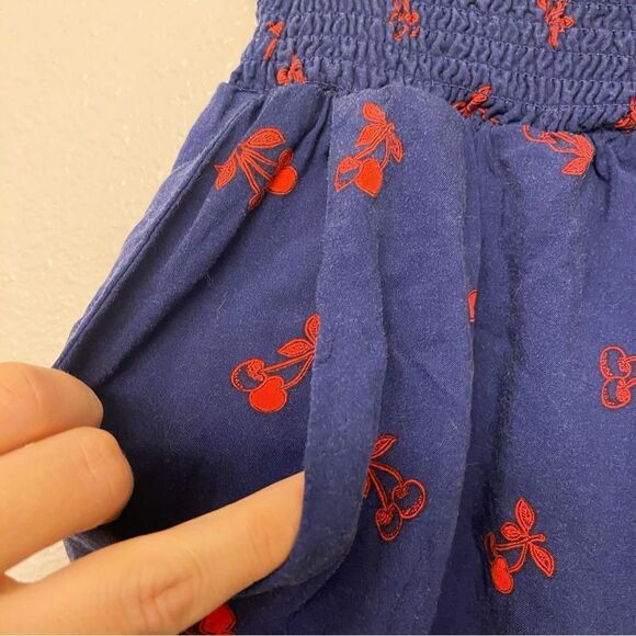 Torrid Flowy Smocked pull on Shorts navy blue red cherry print lyocell blend 2X - Picture 5 of 13